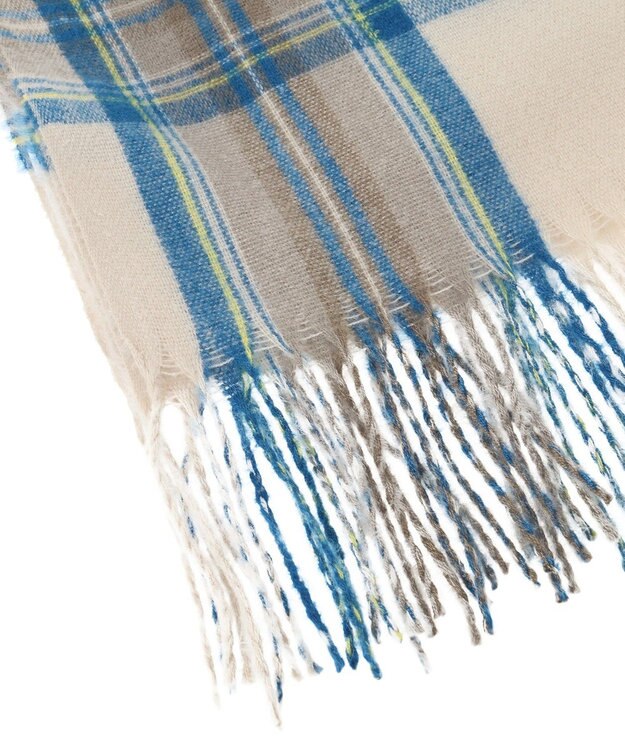 Green Parks カシミヤライクチェックストール Sax