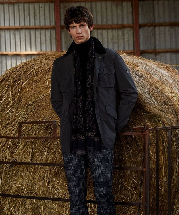 JOSEPH ABBOUD 【キングサイズ・軽量】ワックスクロス ブルゾン ネイビー系