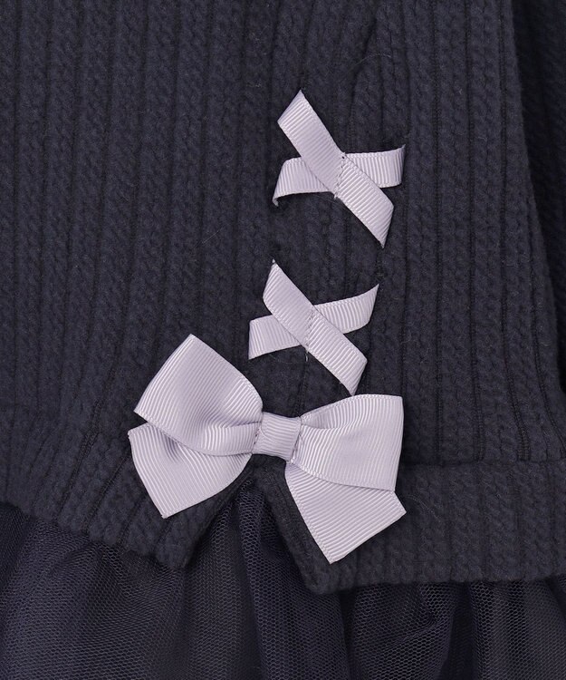 ANY KIDS 表起毛 レースアップ チュニック ネイビー