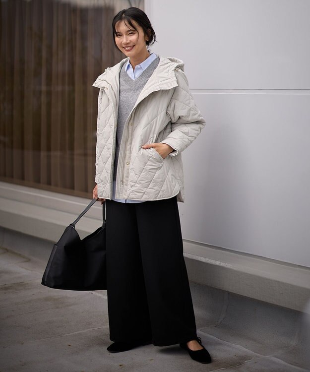 ANY 【洗濯機可/撥水】ダイヤキルトブルゾン ライトグレー