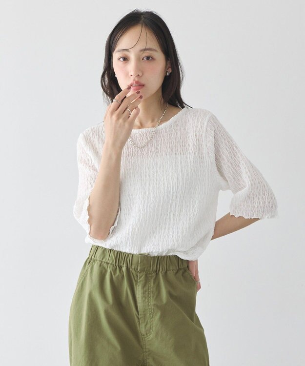 earth music&ecology ランダムヨウリュウカットプルオーバー Off White