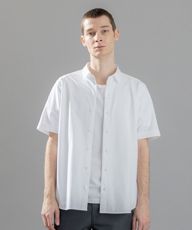 JOSEPH HOMME 新素材【洗える/ストレッチ】ハイゲージコットンジャージー 　レギュラーカラーシャツ ホワイト系