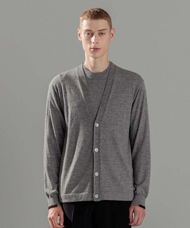 JOSEPH HOMME ウォッシャブルメリノ　Vネックカーディガン ライトグレー系