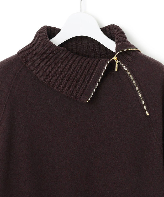 23区 L ボイルドウールコンビ ジップ タートルニット ダークブラウン系