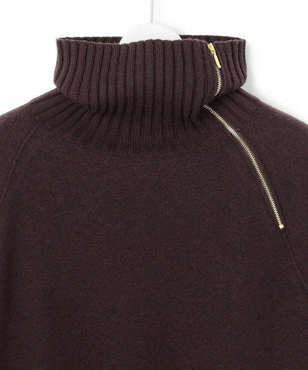 23区 L ボイルドウールコンビ ジップ タートルニット ダークブラウン系