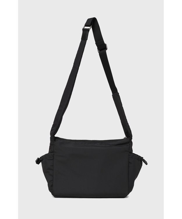 DAKS ナイロン×牛革 ハウスチェックディテール フラップショルダーバッグ ブラック