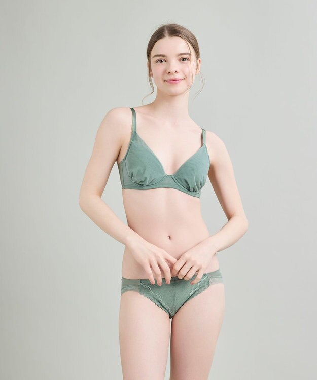 une nana cool 小さく見せるブラ　ミニマイザーブラ　シンプル オリーブ系