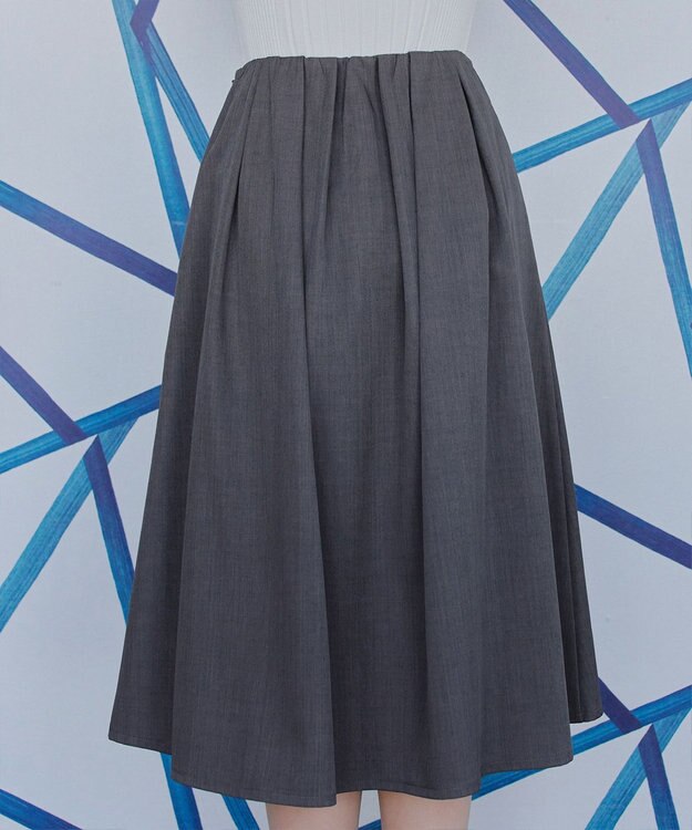 Tiaclasse 【洗える】メランジツイルフレアスカート チャコールグレー