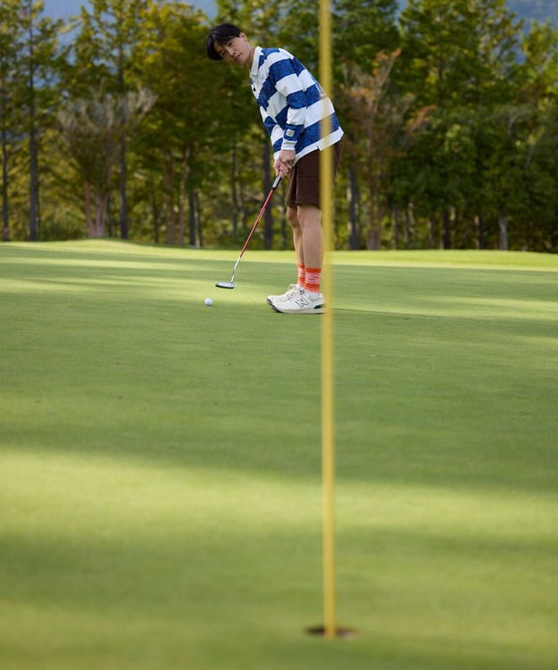 PW CIRCULUS 【吸水速乾 / UVカット / ストレッチ】【MEN】ラガーシャツ ゴルフ ネイビー系1