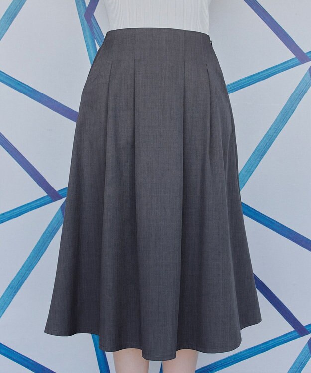 Tiaclasse 【洗える】メランジツイルフレアスカート チャコールグレー