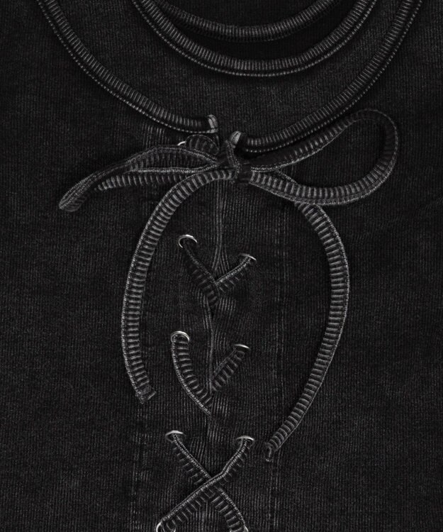 WEGO ヴィンテージライクレースアップT スミクロ