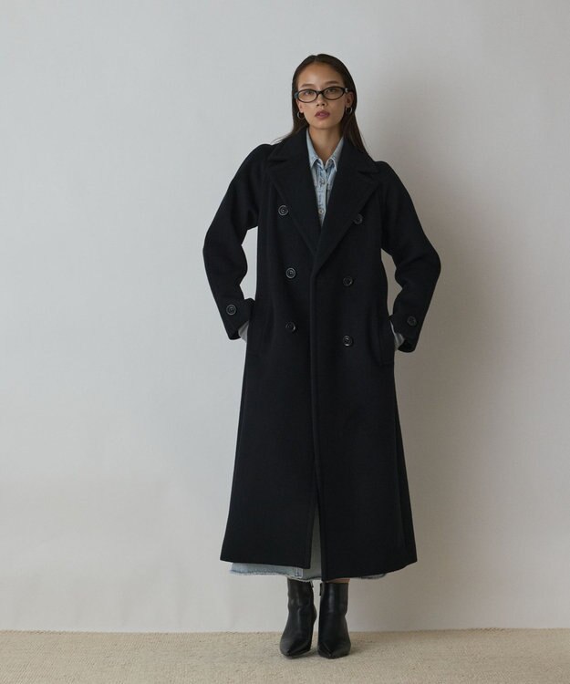 GRACE CONTINENTAL ショートビーバーロングコート ブラック