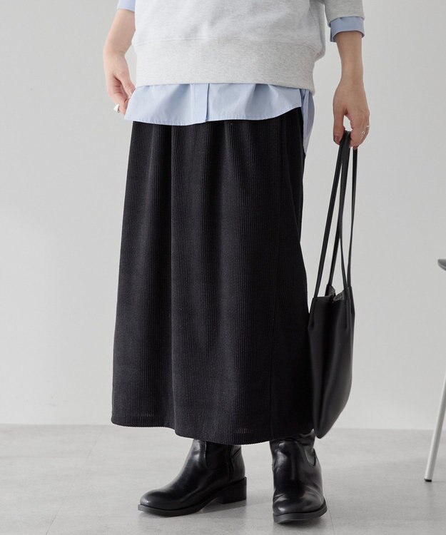 AMERICAN HOLIC カットコーデュロイスカート Black