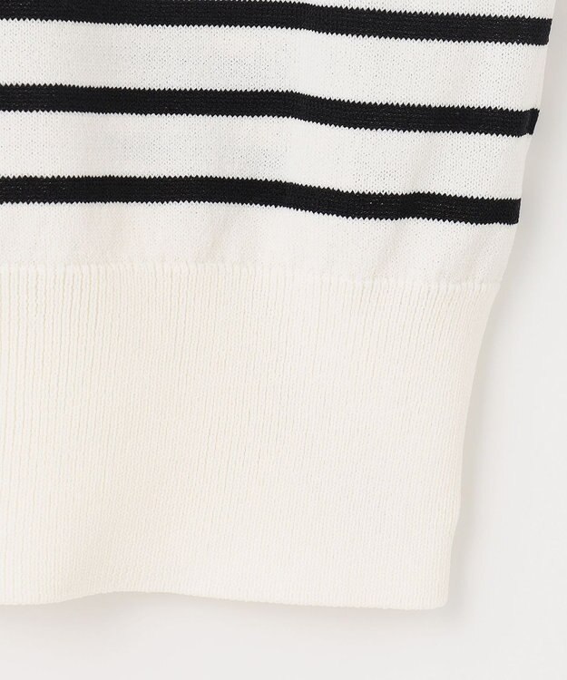 ANY 【UVケア/接触冷感/アンチピリング】クールタッチフレンチスリーブニット オフ×ブラック