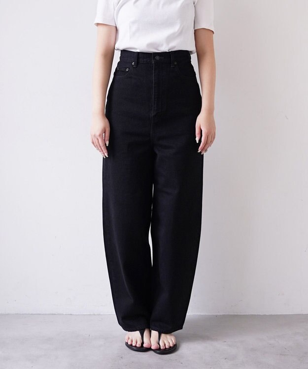 woadblue 石岡真実さん着用 サルエルブレットデニムパンツ ブラック BLACK