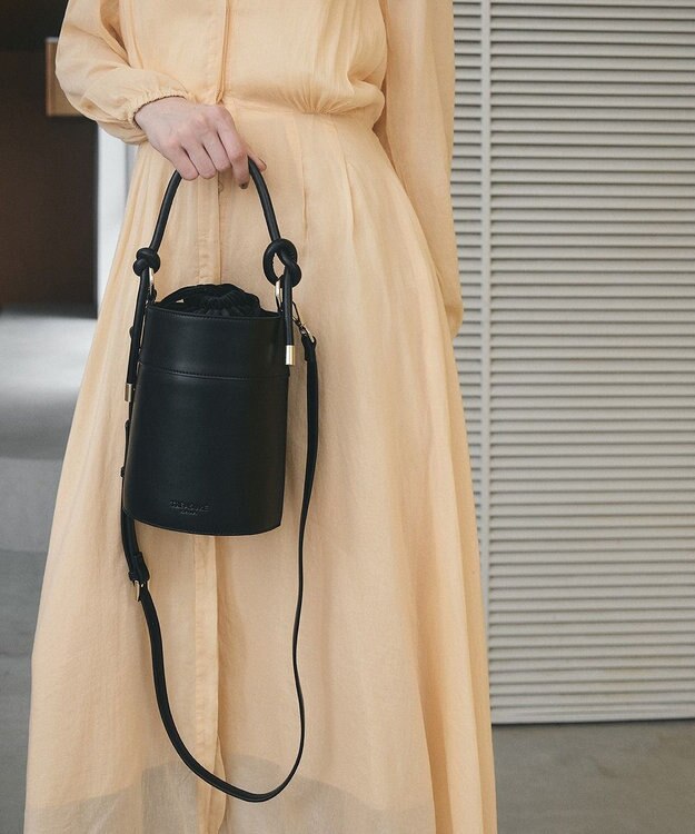 TOPKAPI 【TREASURE TOPKAPI】フェイクレザー バケツ 巾着 ショルダー バッグ ブラック