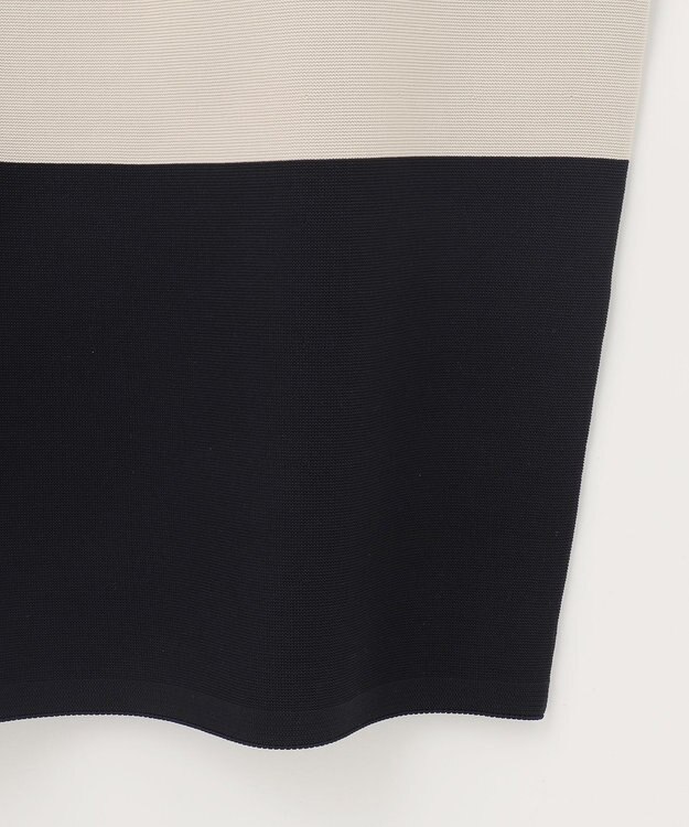 自由区 【洗える】ポリエステルホールガーメントニット ワンピース シャンパンベージュ×ブラック