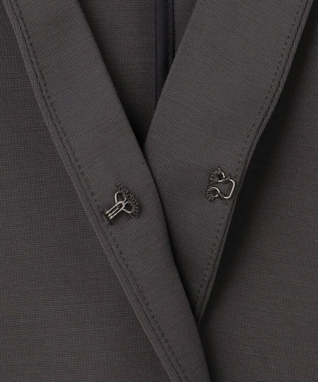 ICB L ナイロンストレッチポンチ ノーカラージャケット チャコール