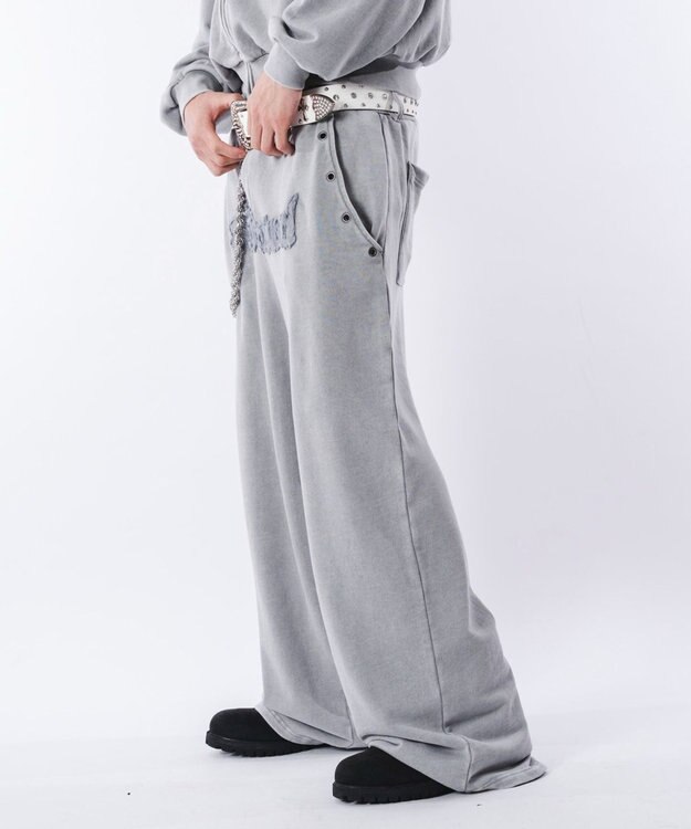 WEGO 【ウエストゴム/ユニセックス着用ITEM】ブリーチハトメスウェットパンツ グレー