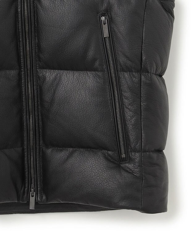 JOSEPH HOMME ライトゴートシュリンクレザー　ダウンベスト ブラック系