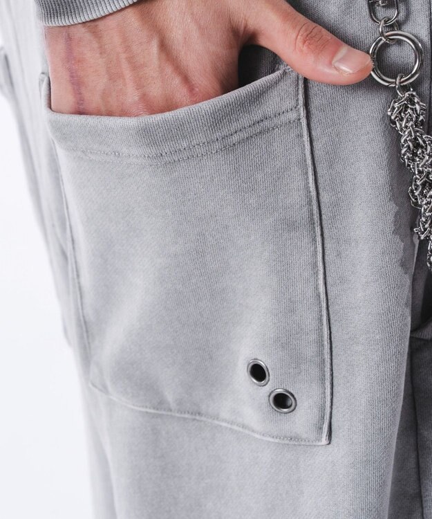 WEGO 【ウエストゴム/ユニセックス着用ITEM】ブリーチハトメスウェットパンツ グレー