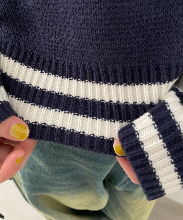 WEGO ニットショートスタジャン ネイビー