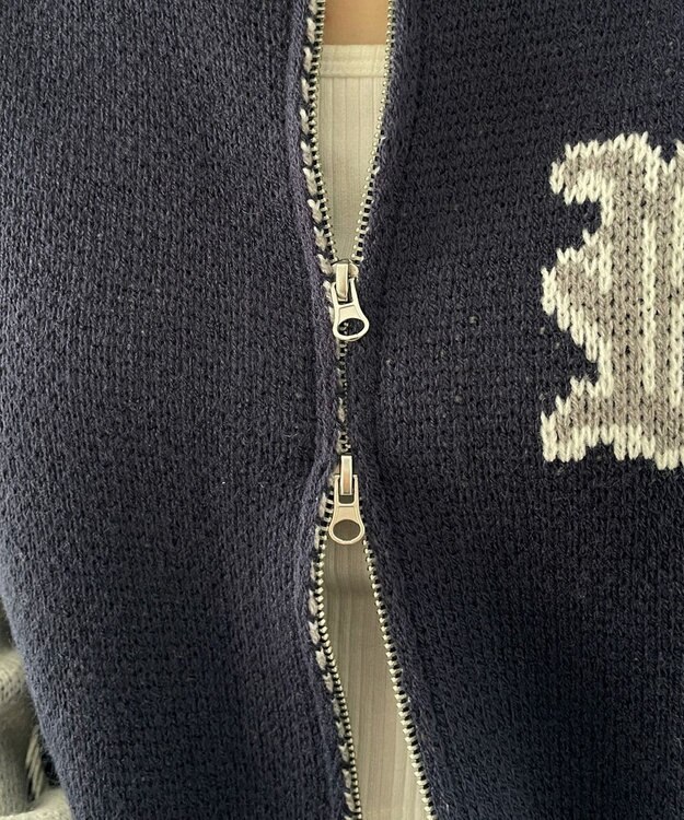 WEGO ニットショートスタジャン ネイビー