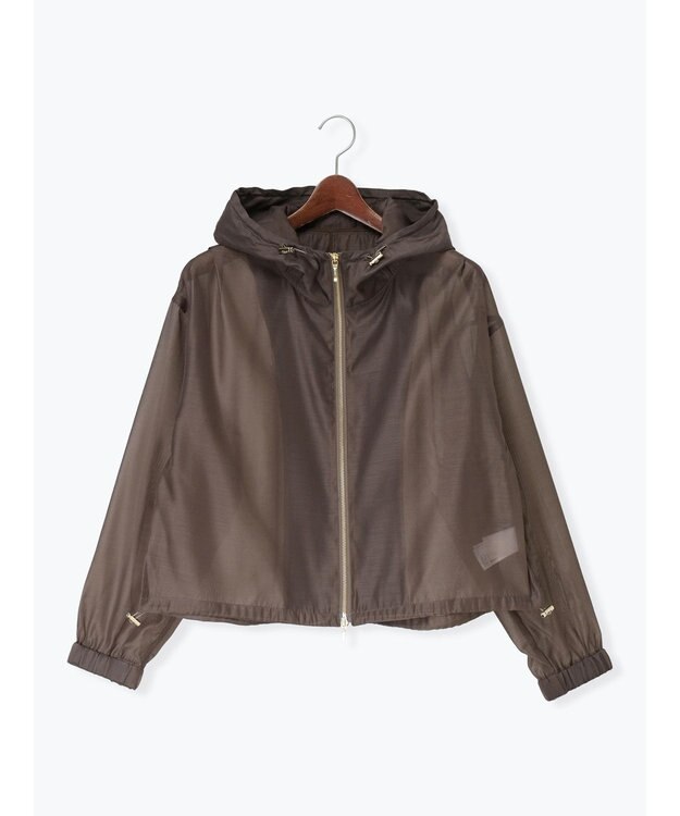 Te chichi ショートシアーフーディーブルゾン チャコールグレー