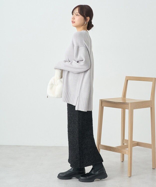 earth music&ecology ウォッシャブルスリットチュニック Gray Mixture