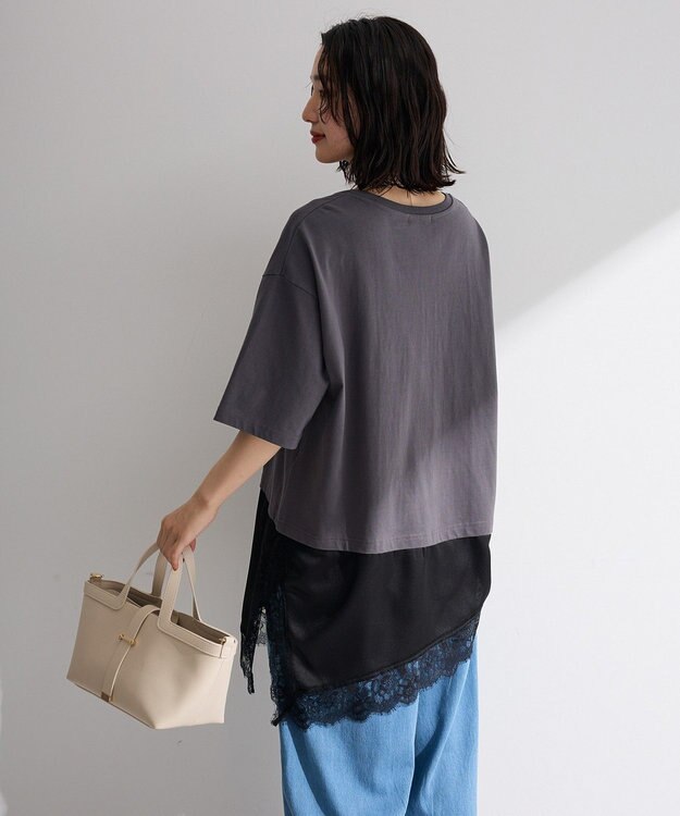 Green Parks レースドッキングＴシャツ Charcoal Gray