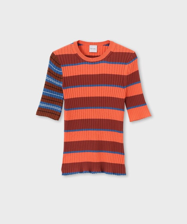 Paul Smith ボーダー ショートスリーブ ニット コーラル