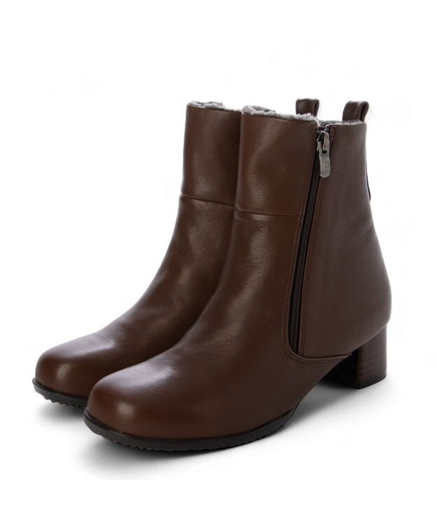 ing 【WEB限定】ダブルファスナーショートブーツ ダークブラウン