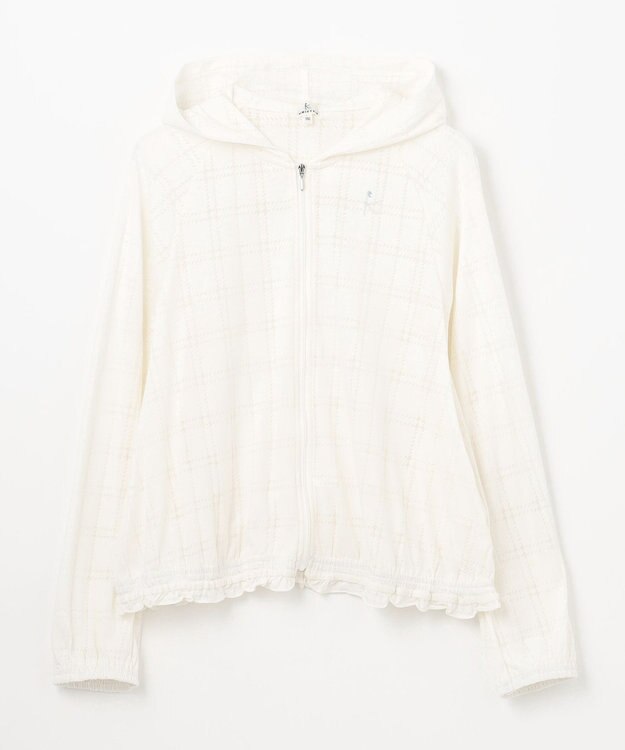 組曲 KIDS 【150-160㎝】【UVケア】オパールチェック パーカー オフホワイト系