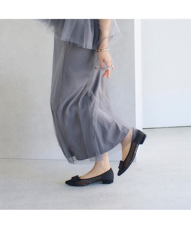 MODE ET JACOMO <carino>ドットチュールパンプス ブラック