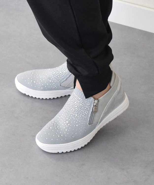 Bridget Birkin 【Round About】ラインストーンインヒールスニーカー ライトグレーコンビ