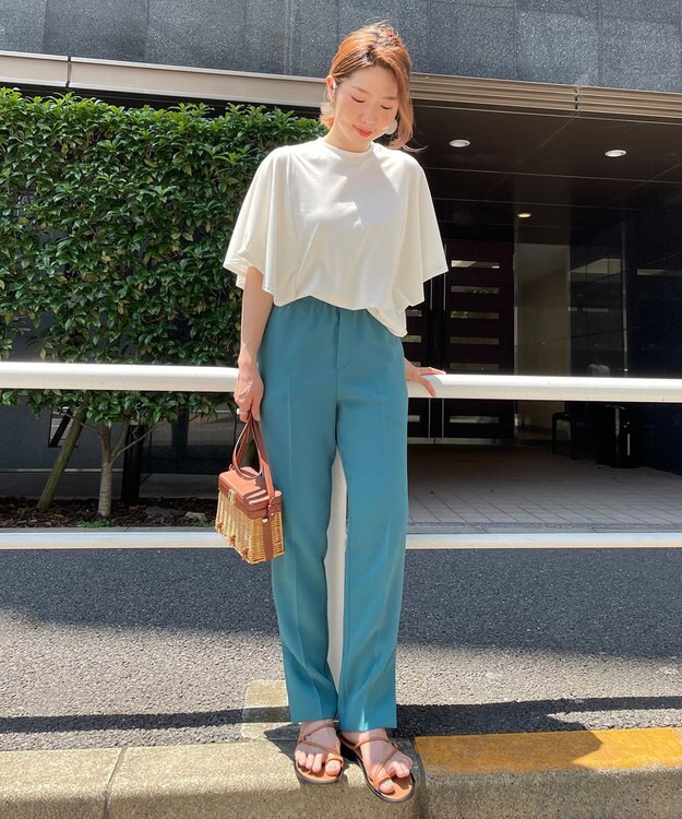 UNFILO 【ストレッチ/洗える】出会えるパンツ テーパード ライトグリーン系