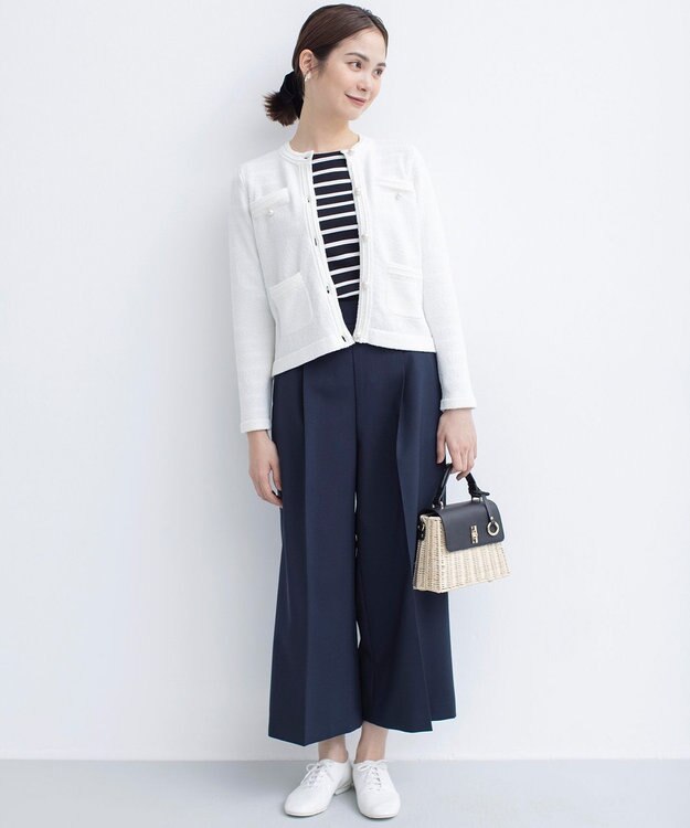 組曲 【ストレッチ・長袖】コットンフライス バスクTシャツ ブラック系1