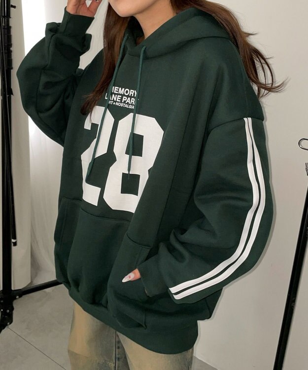 WEGO サイドラインナンバリングパーカー グリーン