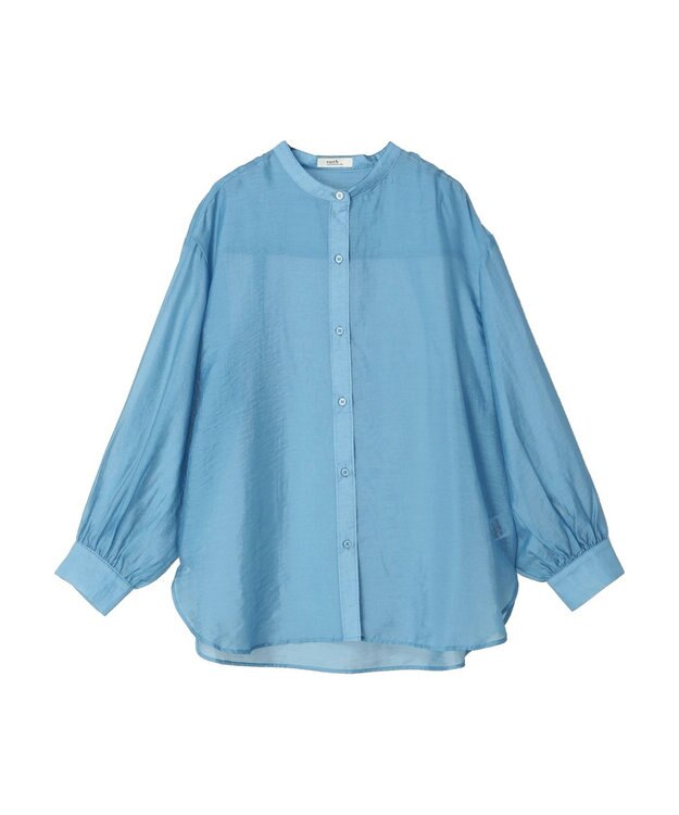 earth music&ecology シアーバンドカラーシャツ Blue