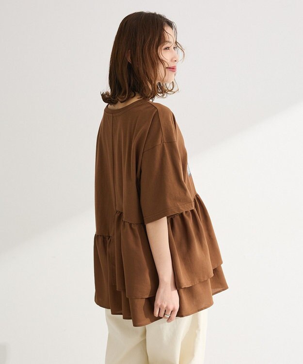 Green Parks アソート柄ドッキングプルオーバー Brown