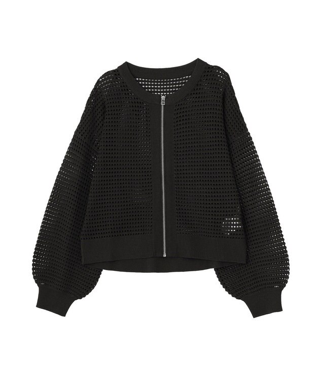 AMERICAN HOLIC 【先行予約】ジップアップメッシュニットカーディガン【WEB限定カラー有り】 Black