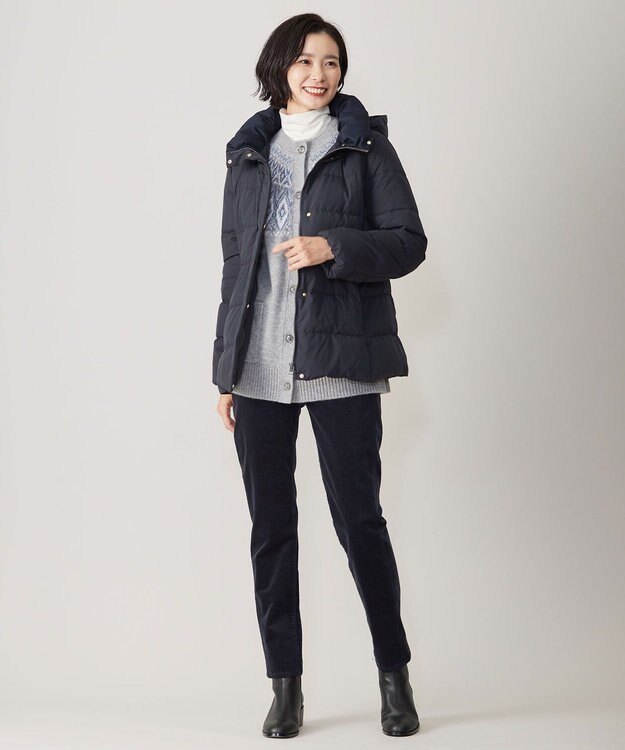 J.PRESS LADIES S ブラッシュドマルチポリ ショート ダウン コート ネイビー系
