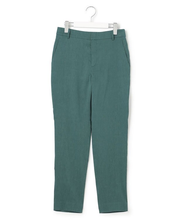23区 【洗える】リネンレーヨンストレッチ テーパード パンツ ピーコックグリーン系