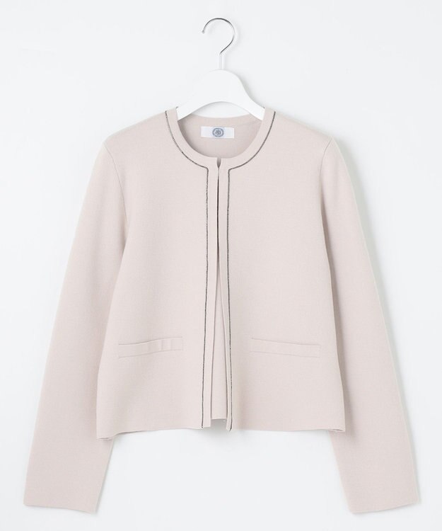 J.PRESS LADIES 【洗える】DECOR ニット ジャケット ライトベージュ系