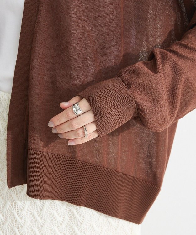 Green Parks 接触冷感ゆったりカーディガン Brown
