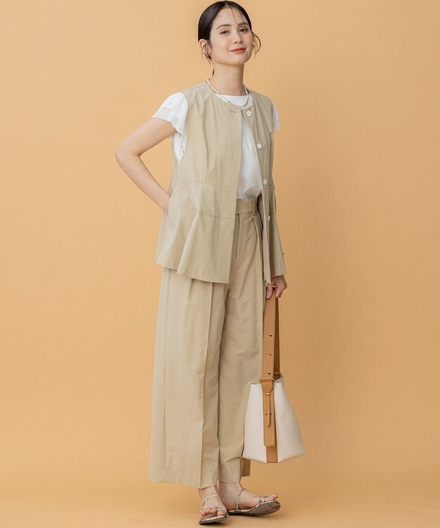 組曲 スーパーライトストレッチ ジレ ベージュ系