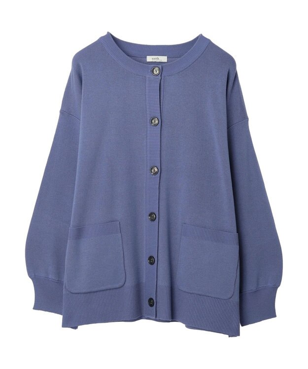 earth music&ecology クルーネックミドル丈カーディガン Blue