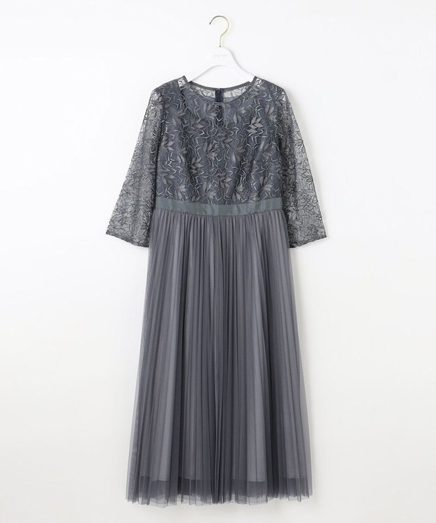 ANY SIS 【洗える】レーシーLuxe ドレス ラベンダーグレー系