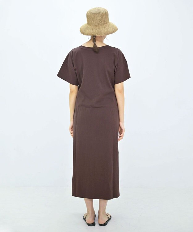 TOQUE 25SS新作〈大草直子さんアドバイザー〉スーピマコットン半袖ロングワンピース ブラウン
