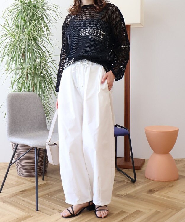 AMERICAN HOLIC 【WEB限定】ランダムロゴメッシュロングTシャツ/チュニック Black